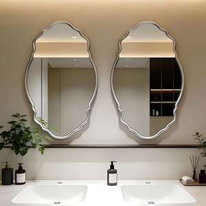 Asymmetrical Irregular Smart Bathroom Mirror Bluetooth Waterproof LED Art Deco Design Touch <b>Switch</b> Wall-Mounted Eco-Friendly - Product Image 2