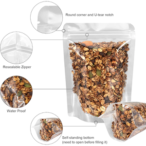 Bolsas Ecológicas a Prueba de Humedad con Cierre Hermético para Envasado de Alimentos, Aperitivos, Frutos Secos, Especias, Semillas, Bolsa Transparente Vertical - Product Image 1