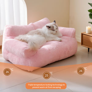 Herstellerprodukt Luxuriöses Flauschiges Kaninchenfell Katzen- und Kleinhunde-Sofa Haustierbett mit Abnehmbarem Waschbarem Bezug - Product Image 3