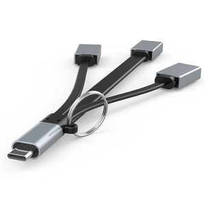 3 in 1 USB C ハブ 3A急速充電 PVC編組カードリーダーアダプターケーブル Type-C USB 3.0 2.0 ハブ SDカード、マイクロSD、TFカード対応 モバイル用 - Product Image 6