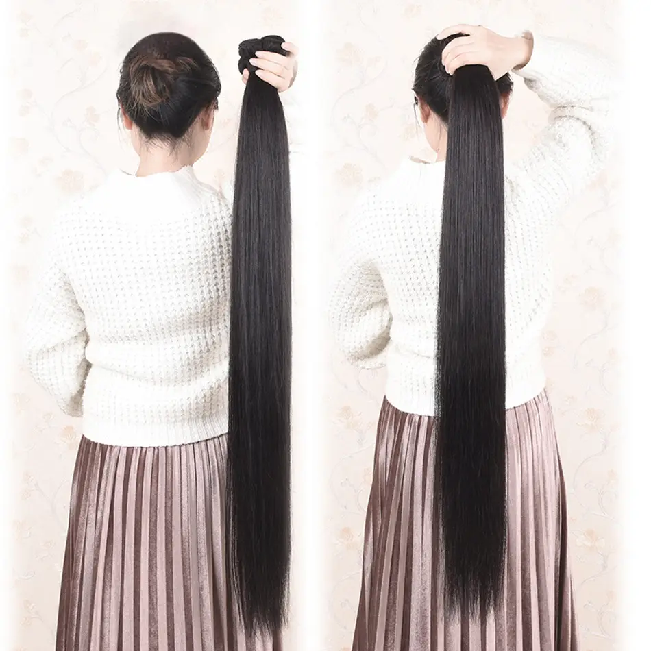 सस्ते कच्चे शीलचीनी बालों के बंडलों को सीधे पंक्तिबद्ध मानव बाल बंडलों के आकार में डबल वेफ्ट