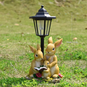 Luz de jardín Solar de animales de resina, iluminación decorativa, estatua de Ángel de <span class=keywords><strong>perro</strong></span> conejito de Gnomo modelado para suministros de jardín al aire libre - Product Image 6