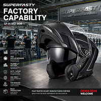 Casque de moto modulaire ECE 2206 de haute qualité, visière double relevable, ABS, logo personnalisé, déverrouillage rapide Superfasty, toutes saisons