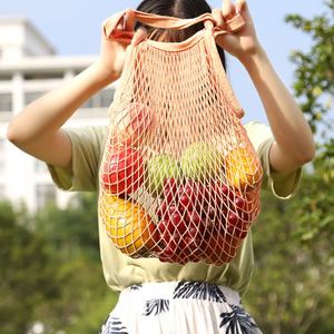 Sac de courses réutilisable écologique à long manche, panier en filet biodégradable avec logo personnalisé, sac de rangement en tissu - Product Image 2