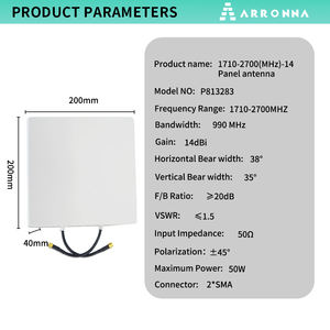 Направленная панельная патч-антенна LoRa/LPWAN для наружного использования, высокий коэффициент усиления 14dBi, полоса частот 990 МГц, диапазон 1710-2700 МГц, дальнего действия, 38x35 - Product Image 3