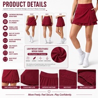 Jupe de tennis personnalisée pour femme, double couche, plissée thermocollée, avec short de sécurité intégré, taille élastique, poches latérales, superposition avant