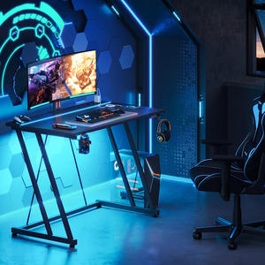2024 gran oferta EE. UU. nuevo moderno ajustable en forma de L Escritorio de juegos luces Led ordenador <span class=keywords><strong>Pc</strong></span> <span class=keywords><strong>Gamer</strong></span> mesa de juegos escritorio moderno negro - Product Image 2
