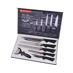 Grosir 6 buah Set pisau dapur dengan kotak hadiah pisau koki baja tahan karat