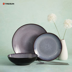 Deluxe Handmade Durable Reactive Glaze Ceramic Dinner <b>Set</b> with Speckled Japanese Stoneware Texture <b>Microwave</b> & Dishwasher Safe - Product Image 3