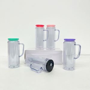 20oz Snow Globe Glitter Beer <b>Mugs</b> Pre-Drilled Hole Iced Coffee 12oz 16oz <b>Double</b> <b>Walled</b> Plastic Can with Handle - Product Image 2