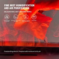 Cheminée électrique encastrée moderne à vapeur d'eau 3D avec humidificateur et télécommande, en acier inoxydable, 1500W, 39 pouces