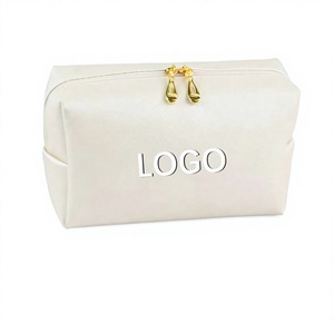 Nouvelle Trousse de Toilette Portable Grande Capacité en Cuir PU, Couleur Unie, Simple, pour Voyage, avec Fermeture Éclair - Product Image 1