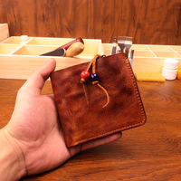 Dompet Kulit Asli Buatan Tangan Vintage 2026 untuk Pria, Tempat Kartu & Dompet Koin Bergaya Retro