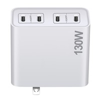 Chargeur USB-C 130W GaN de bureau, station de charge rapide PD 3.0 65W avec sorties 40W et 100W, avec prise US EU UK AU
