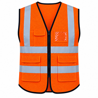 Gilet de sécurité réfléchissant ANSI Classe 2 avec bande réfléchissante de 2 pouces, gilet de travail en maille haute visibilité, logo personnalisé, poches d'identification et poches à rabat