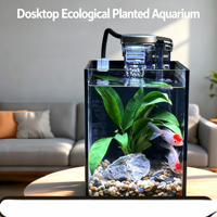 USMILEPET Eco Landscape Aquarium en verre et terrarium pour tortues, petit aquarium de bureau avec filtration à circulation pour créatures aquatiques