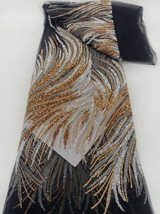 Ba chiều hoa đính cườm thêu sequined New Wedding Dress ngọc trai thêu vải tuyn vải ren độc quyền ren vải - Product Image 6