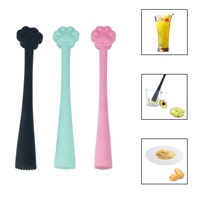 Bâton de purée en silicone en forme de patte de chat utilisé pour faire du jus de fruits au citron et de la purée de fruits purée de pommes de terre