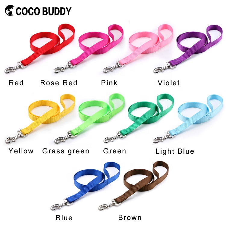 Classic colorful soft pure nylon dog lead walking leash set manufacturers designer pet dog collar leash