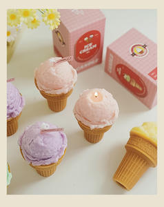 Bougie parfumée en cire de soja en forme de <span class=keywords><strong>cornet</strong></span> de glace, saveur <span class=keywords><strong>vanille</strong></span>, <span class=keywords><strong>fraise</strong></span>, chocolat, art culinaire fantaisie, mignonne et amusante, à faire soi-même, best-seller 2026 - Product Image 6