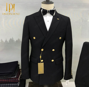 Ensemble de costume formel pour <span class=keywords><strong>homme</strong></span>, double boutonnage, tissu peigné, <span class=keywords><strong>pantalon</strong></span> à braguette zippée, pour mariage et bureau - Product Image 1