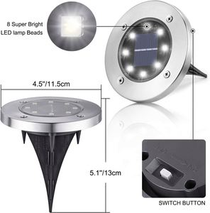 Wholesale 8 LED IP65 Waterproof Solar Buried <b>Lights</b> Auto on Remote Control Garden Landscape Deck Outdoor Lawn <b>Light</b> - Product Image 4