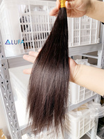 DX515 bundel rambut manusia Virgin yang tidak diproses gambar ganda hitam murah ekstensi di stok tulang lurus 18 inci siap untuk dikirim