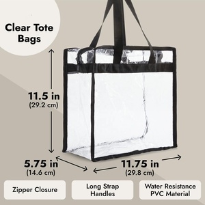Custom Cosmetic Portable Handbag Concerts Sporting Events Work School Gym Logo Waterproof Pvc <strong>Tote</strong> <strong>Bag</strong> Shopping <strong>Bag</strong> With <strong>Zip</strong> - Product Image 5