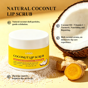 สครับขัดริมฝีปากผสมน้ำมันมะพร้าวธรรมชาติ, บำรุงริมฝีปากให้ชุ่มชื้นและผลัดเซลล์ผิว, น้ำตาลขัดผิวอย่างอ่อนโยนสำหรับริมฝีปากแห้ง - Product Image 2