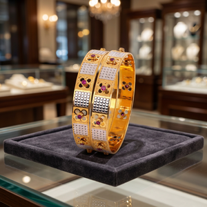 Joyería de Moda para Mujer al por Mayor, Brazaletes CNC Chapados en Dos Tonos, Brazaletes Modernos de Doble Tono, Brazaletes Tradicionales Multitono - Product Image 6