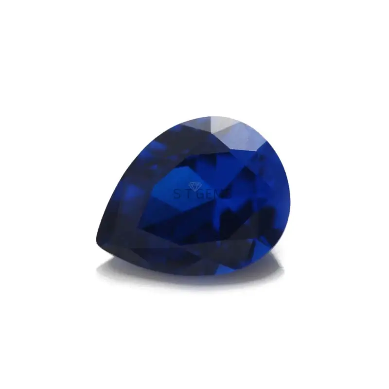 ياقوت صناعي الأحجار الكريمة AAA الصف الكمثرى قطع فضفاض 113 # الأزرق الإسبنيل لصنع المجوهرات