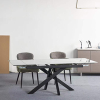 Table à manger extensible en pierre frittée, style rustique industriel, pour la maison, l'hôtel, pour les personnes