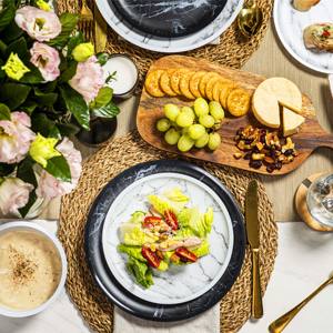 Juego de vajilla desechable de melamina blanca de mármol ecológico elegante y sostenible para fiestas-venta al por mayor - Product Image 6