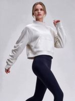 Sweat-shirt à col montant pour femme OEM, couleur unie, 100% coton molletonné, pull oversize, style automne