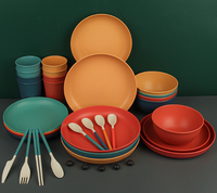 Ensemble de vaisselle en plastique léger sans BPA vaisselle en paille de blé y compris assiettes bols tasses pour les fêtes
