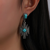 Vente en gros de bijoux cowgirl western boucles d'oreilles pendantes aztèques clous turquoise Navajo en pierre crème boucles d'oreilles pendantes en fausse pierre crème