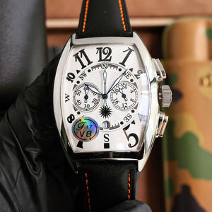 Montre Tonneau de Luxe pour Hommes, Mouvement Quartz Multifonction, Bracelet en Cuir, Design Classique - Product Image 5