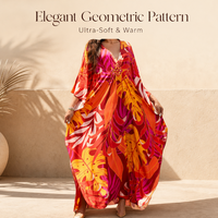Kaftan de plage pour femme à imprimé feuilles tropicales, robe de plage ample à col en V et manches chauve-souris, protection solaire, paréo de maillot de bain surdimensionné