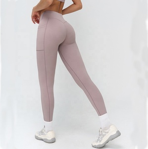 <span class=keywords><strong>Legging</strong></span> de yoga <span class=keywords><strong>sexy</strong></span> et tendance, froncé, uni, effet push-up, vêtement de sport et de gym, taille croisée en V personnalisée, extensible dans les quatre sens pour femme - Product Image 1