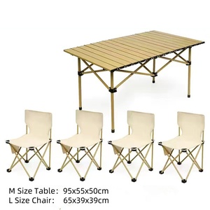 Ensemble table et chaises pliantes portables au design moderne, structure en acier pour pique-nique et camping, mobilier d'extérieur en fer et métal, directement de l'usine, pas cher - Product Image 1