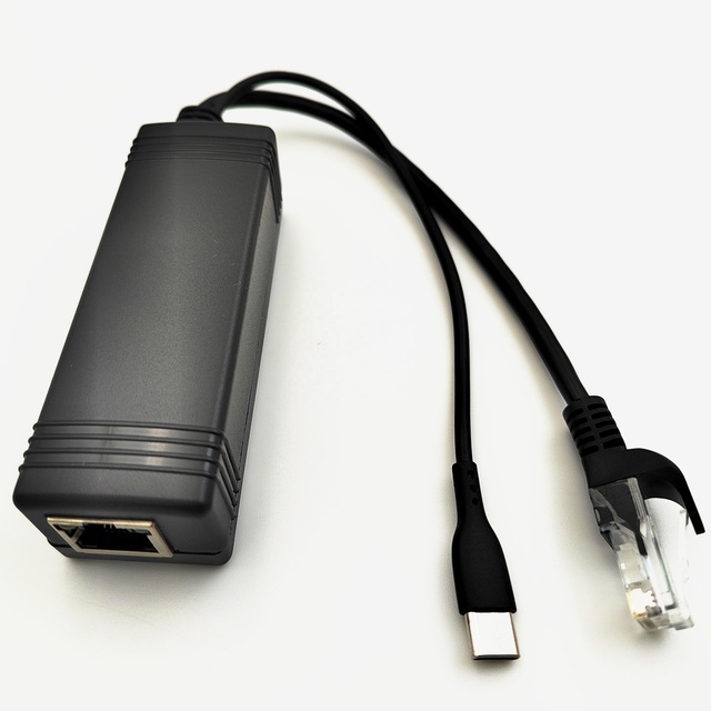 IEEE802.3af at 10/100Mbps Active 48V to 5V 3A Usbc Type-C POE Injector Splitter for Raspberry Pi 4 Google WiFi IP Camera