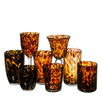 Carafe à eau personnalisée style mexicain ambre à pois colorés imprimé léopard pot à bougie en verre gobelet en verre verres à vin sans pied
