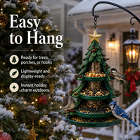 Mangeoire à oiseaux de Noël suspendue, ornement décoratif festif en gros pour jardin extérieur, arbre, fête de Noël, décoration artisanale