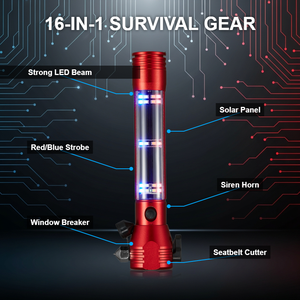 Herramienta de Escape de Emergencia, Martillo de Seguridad para Romper Ventanas con Linterna LED y Cortador de Cinturón de Seguridad - Product Image 5