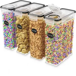 OWNSWING 4 Pack 4L 135.2oz Plastic Cereal Storage Containers Cereal Containers Storage Set For Kitchen Pantry