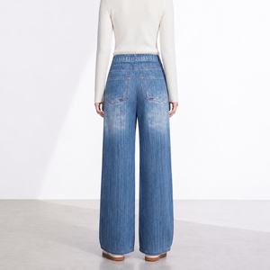 Pantalon plissé Miyake pour femme, taille haute élastique, coupe ample, jambe large, décontracté, vintage, délavé, écologique et de haute qualité - Product Image 5