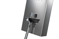 Ensemble de douche mural multifonctionnel LANO en acier inoxydable avec panneau thermostatique et robinets de salle de bain à jet de pluie à débit contrôlé
