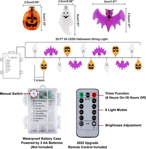 Halloween Schedel Ghost Bat Led Decoratieve String Lights Slaapkamer Decoratie Verlichting Led Vakantie Lichten