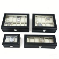 Boîte de présentation en cuir pour montres avec couvercle transparent, étui de rangement multi-emplacements pour collection de montres-bracelets
