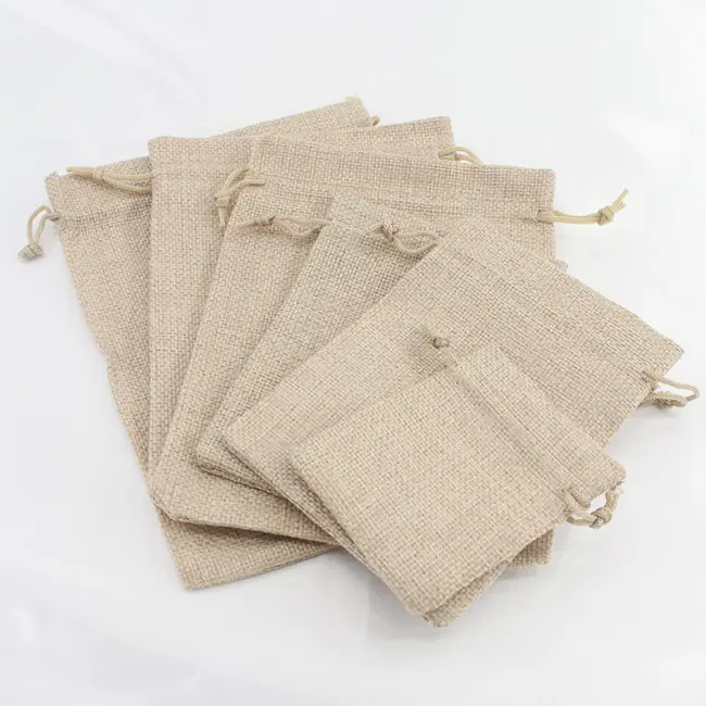 jute linen bag wholesale for jewelry gift pouch for wedding